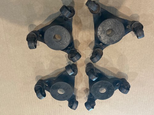 (4) VTG Antique 3 Wheel Cast Iron Casters Stove Piano Cart Wheels Movers - Picture 3 of 16