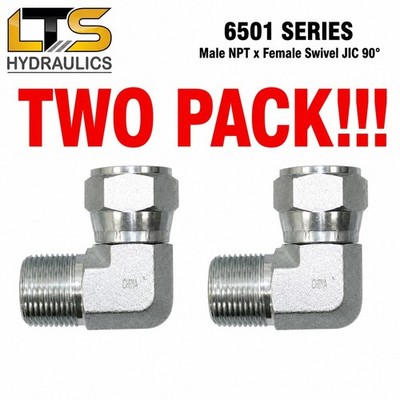3/8'' Male NPT Pipe x 3/8'' Female Swivel JIC 90° Adapter 6501-06-06 TWO PACK!!!