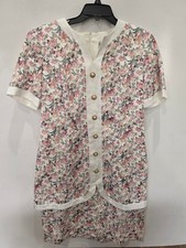 Vintage Floral Dress in White & Pink Cottagecore PETITE FOCUS SIZE 14P