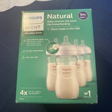 Philips AVENT Glass Baby Bottle With Natural Response Nipples Clear Number 1
