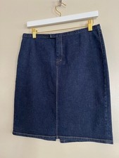Ralph Lauren Blue Label Womens Denim Knee Skirt Dark Wash Stretch Sz 6 VTG