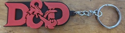 D&D Keychain (CC BY, 3d Printed, Red & Black PLA)