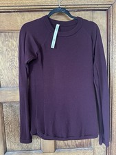 Lululemon Sit In Lotus Sweater Pullover Stretch Merino Wool Womens 8 Burgundy