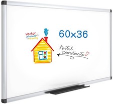 VIZ-PRO Magnetic Dry Erase White Board 60 x 36 Inches Aluminium Frame School