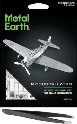 Mitsubishi Zero 3D Metal Model Kit Bundle with Tweezers