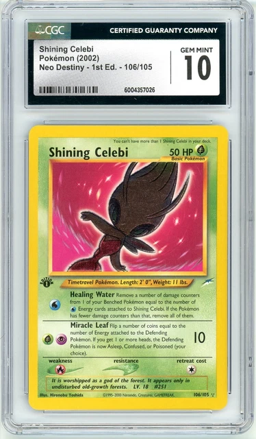 Pokemon Shining Celebi #106 Neo Destiny 1st Edition CGC 10 Gem Mint