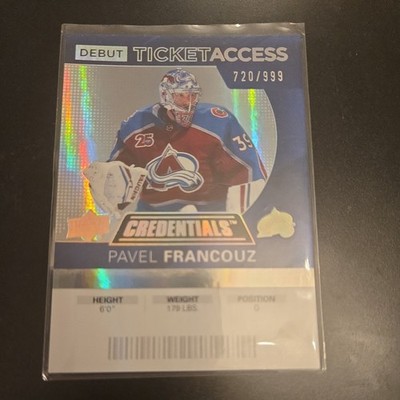 Pavel Francouz Colorado Avalanche 20/21 Credential Debut Ticket Access # /999