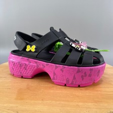 Crocs Kuromi My Melody Hello Kitty Womens Size 8 Stomp Sandals Black Pink NEW