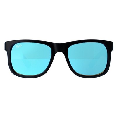 Ray-Ban Sonnenbrille Justin 4165 622/55 Gummi schwarz blau verspiegelt groß 55 mm