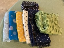 VTG POLKA DOTS Assorted Colors  Sizes Lot Of 8 Womans Scarfs Preowned
