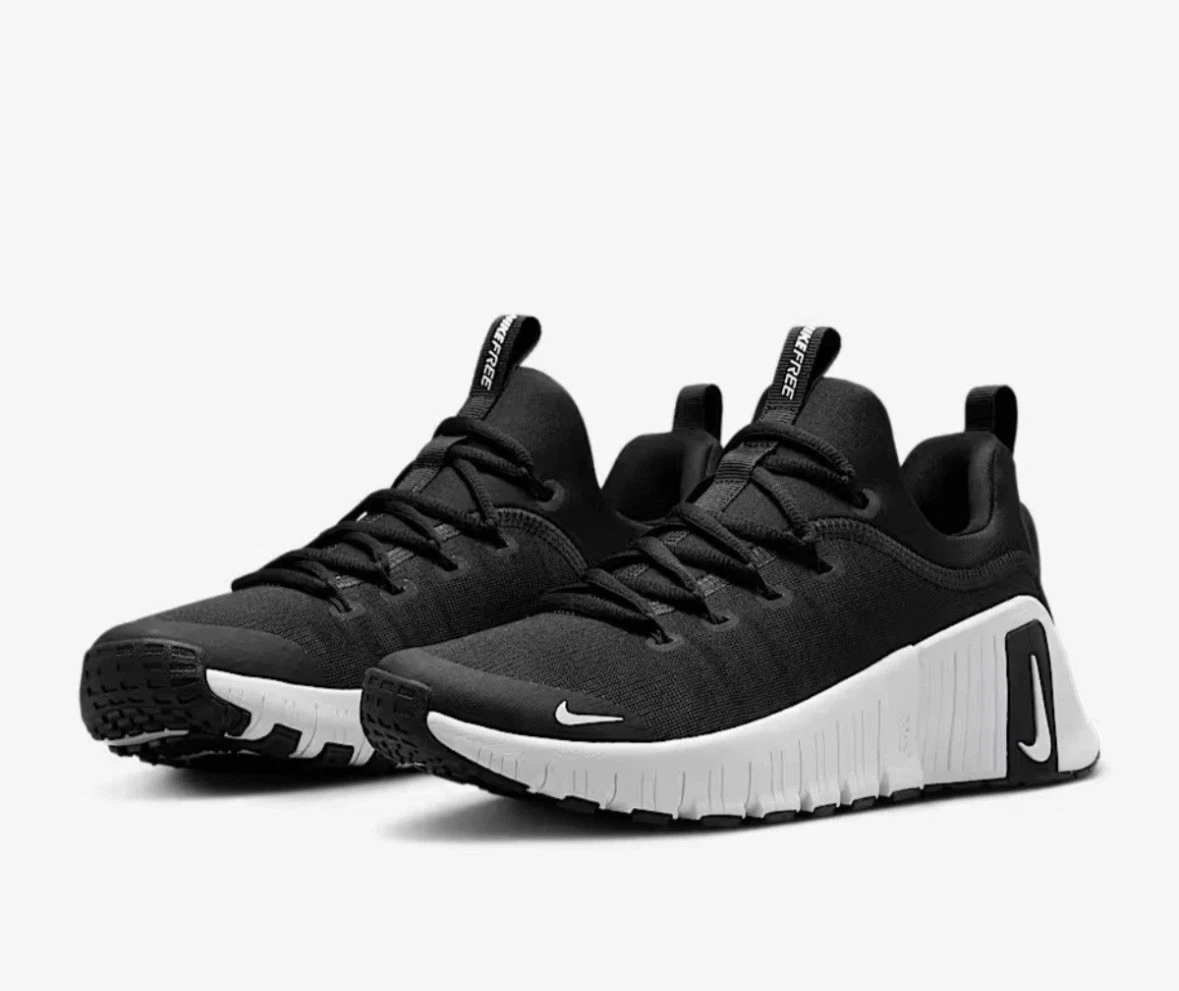 Nike Free Metcon 6 Workout Trainers - Black White Size UK8 EU42.5 - FJ7126-001