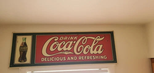 Originql Vintage Coca-Cola Drink Sign - Delicious and Refreshing Display 37"x12"