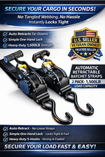    2-Pack 10FT Retractable Ratchet Tie-Down Straps  1500LBS Heavy-Duty  S-Hook