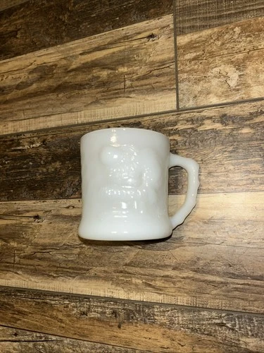 Vintage GROG Milk Glass Coffee Mug Cup Caveman Johnny Hart Fire King BC Comics