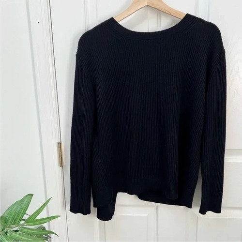 Vince Cashmere Blend Long Sleeve Slit Back Sweater in Black Sz XS - Picture 2 of 6