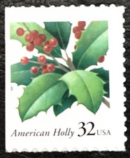 1997 Scott #3177v - 32¢ - AMERICAN HOLLY - Single from Booklet of 15 - Mint NH