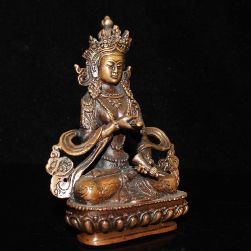 Buddhism pure copper lotus base hand made Vajrasattva Buddha statue ornament - Picture 2 of 9