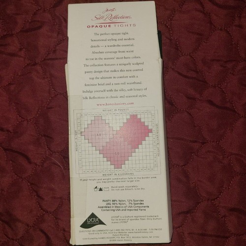Ebony/Black Opaque tights for women size CD Hanes Silk Reflections. Control Top - Picture 4 of 5