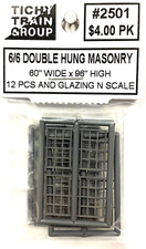N Scale Tichy Train Group 2501 Double Hung 6/6 Masonry 60" x 96" Window 12 pcs
