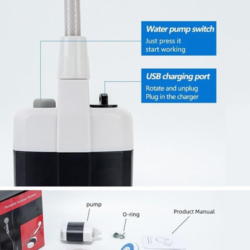 Tragbare USB Wiederaufladbare Outdoor Camping Dusche Pumpe für Strand Garten Haustiere Q8V6 - Bild 7 von 11