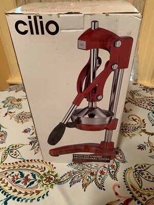 Cilio Commercial Grade Manual Citrus Juicer, Extractor, and Juice Press (Red)