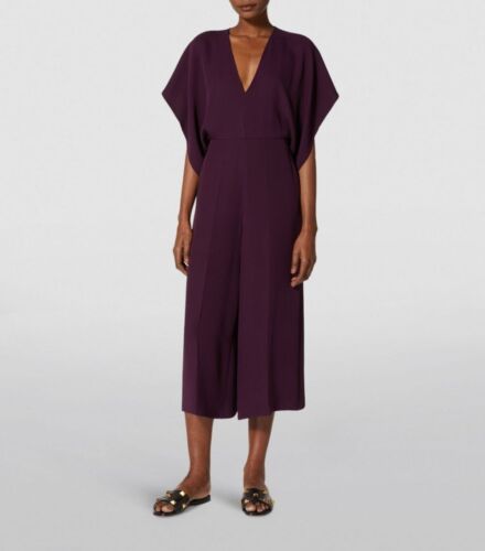 NEW Valentino Garavani Silk V-Neck Jumpsuit in Deep Purple Sz 40 #D7812 - Picture 4 of 11