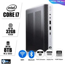 HP Mini Desktop Computer PC i7, up to 32GB RAM, 2TB SSD/HDD  Windows 11/10, WiFi