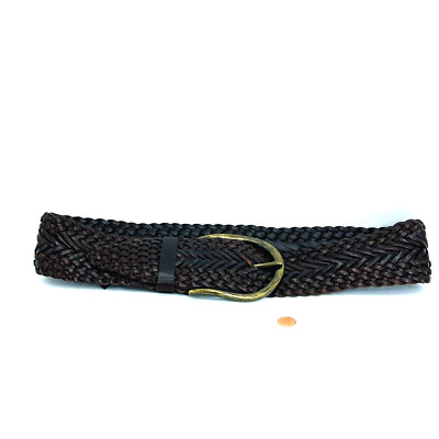 Vintage Brave Belt Works Womens 30 Wide Woven Belt Brass Buckle Brown Pirate Y2K Vintage Brave Belt Works Womens 30 Wide Woven Belt Brass  main image 4