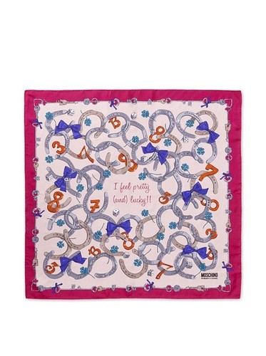 NWT Authentic MOSCHINO Moschino Lucky Silk Scarf, Pink MSRP $375 - 第 1/5 張圖片