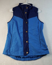 Magellan Vest Womens Size Medium Blue Cotton Sleeveless Pockets Logo Full Zipper