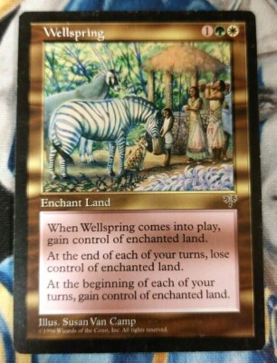 Wellspring MTG Mirage Rare Multi-Color Enchant Land Heavily Played x1 JS2