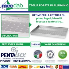 Teglia Forata In Alluminio Rettangolare Professionale Focacce Dolci e Biscotti