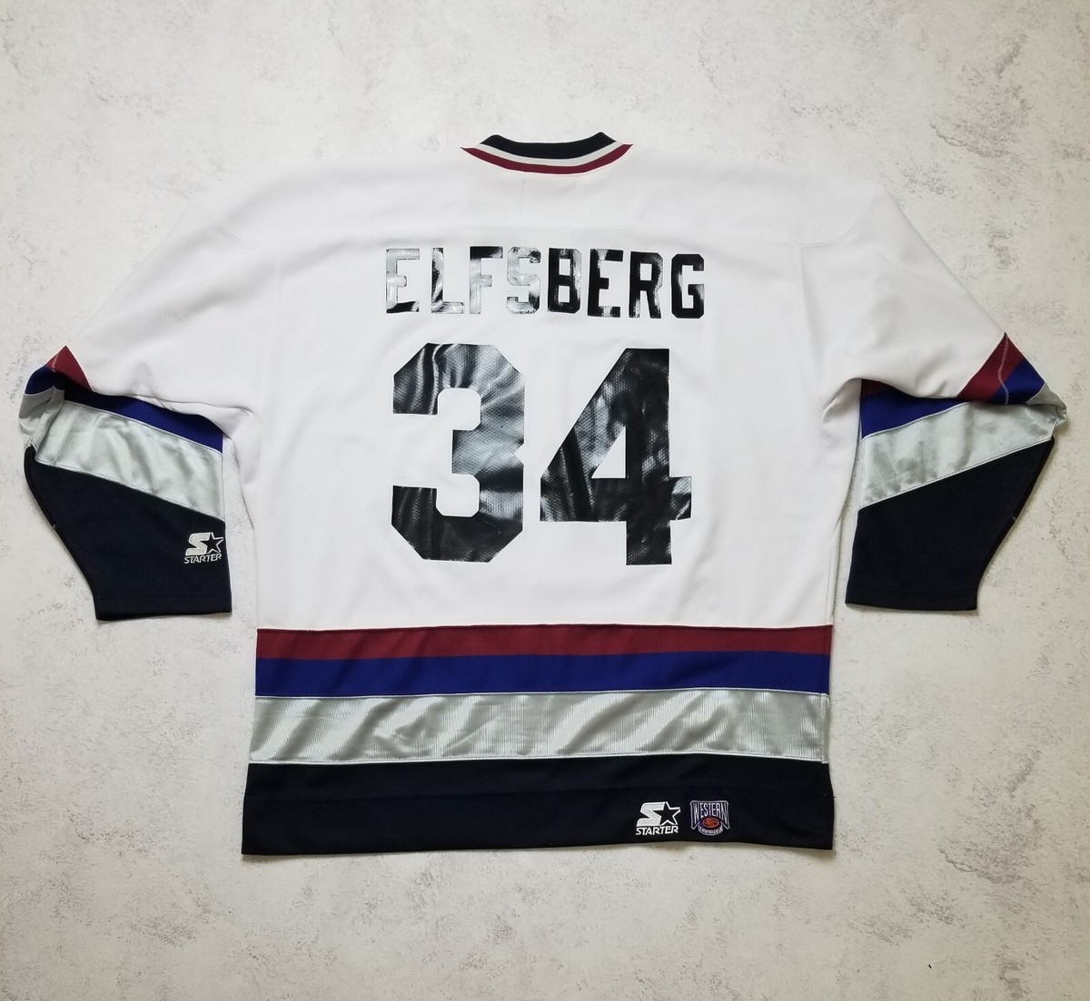 Vintage Starter Nhl Vancouver Canucks #34 Elfsberg Embroidered 
