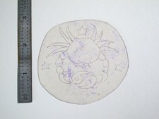 vtg 1960s 70s Tattoo Flash acetate stencil Cancer Symbol signed Zodiac ZOD1