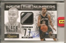 2012-13 Panini Prestige TONY PARKER Inside The Numbers Patch Auto Black Box 1/1