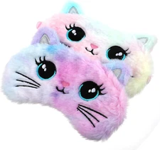 2 PCS Soft Plush Eye Mask Plush Sleeping Eye Mask Fuffy Eye Cover Comfortable Sl