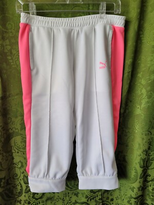 *PUMA women size S white/pink activewear capri w/elastic waist and drawstring