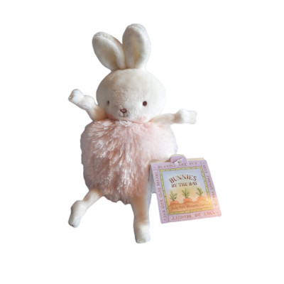 Bunnies By The Bay Roly Poly Pink Blossom Rabbit Knotted Plush Bean Bag Toy 5''