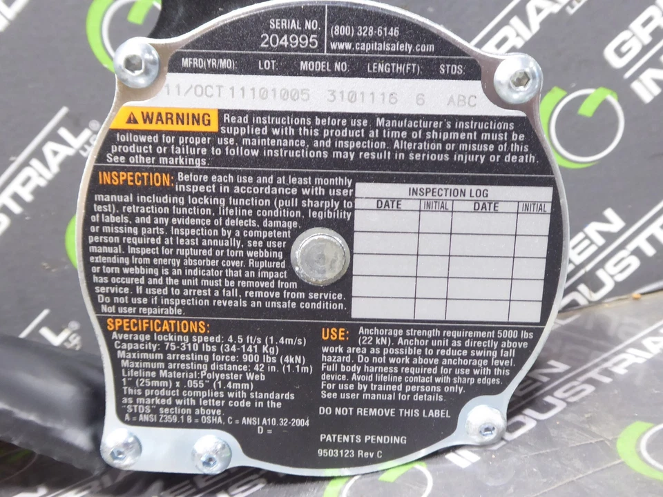 NUEVO Dispositivo de protección contra caídas Rebel 3101116 Protecta 6' línea de vida autorretráctil Foto 4 de 4