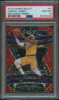 2019 Panini Select Lebron James Red Disco Prizm 27/49 PSA 10 Gem 