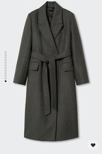 Mango Women Long Wool Light Heather Dark Grey Size Xl