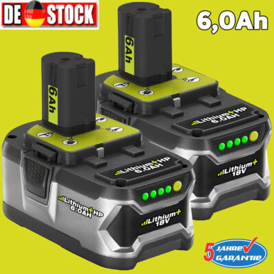 2X 18V 6,0AH Für Ryobi Akku Lithium One Plus RB18L50 P108 P107 P103 RB18L40 DE