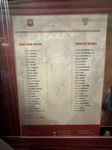 WEST HAM: JULIAN DICKS PARTIDO BENÉFICO MULTI FIRMADO SUKAR/POTTS/KANOUTE/SINCLAIR - Imagen 2 de 3