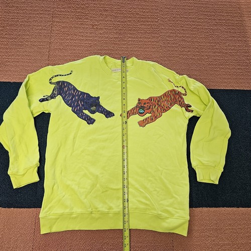 Raquel Allegra Womens Tiger Neon Sweatshirt Sz 2 Yellow Top pullover J4b - Picture 6 of 11