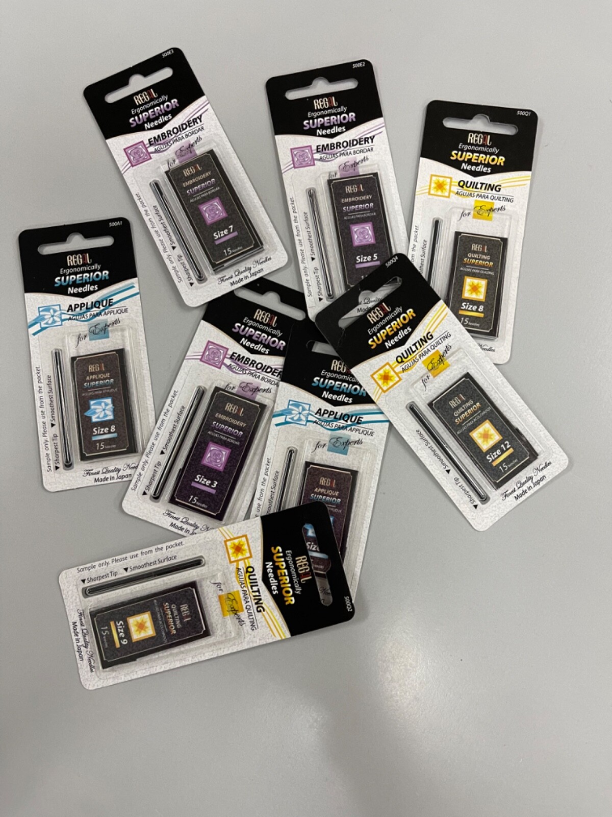 HAND SEWING NEEDLES, REGAL APPLIQUE/EMBROIDERY/QUILTING VARIOUS SIZES