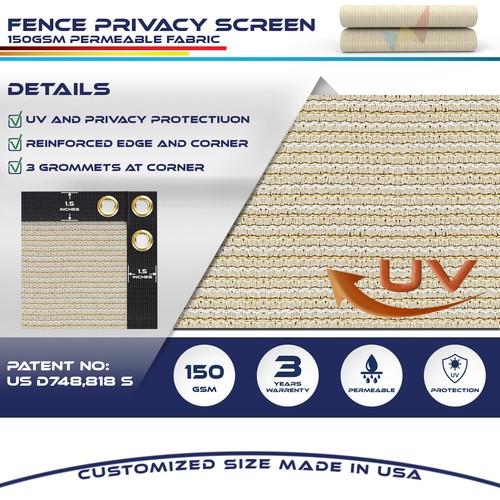 4' 5' 8' Privacy Fence Screen Windscreen Garden Yard Mesh Shade Cover w/ Ziptie - Picture 2 of 72
