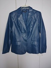 Chadwick's Of Boston Ladies Blue Leather Jacket-12-nwot-very Soft/lightweight