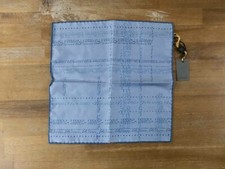  NO CUSTOMS TAX CANALI blue logo print silk pocket square authentic NWT