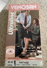 VENOSAN COMPRESSION STOCKINGS 20-30 mmHg Pantyhose Med Closed Toe Black