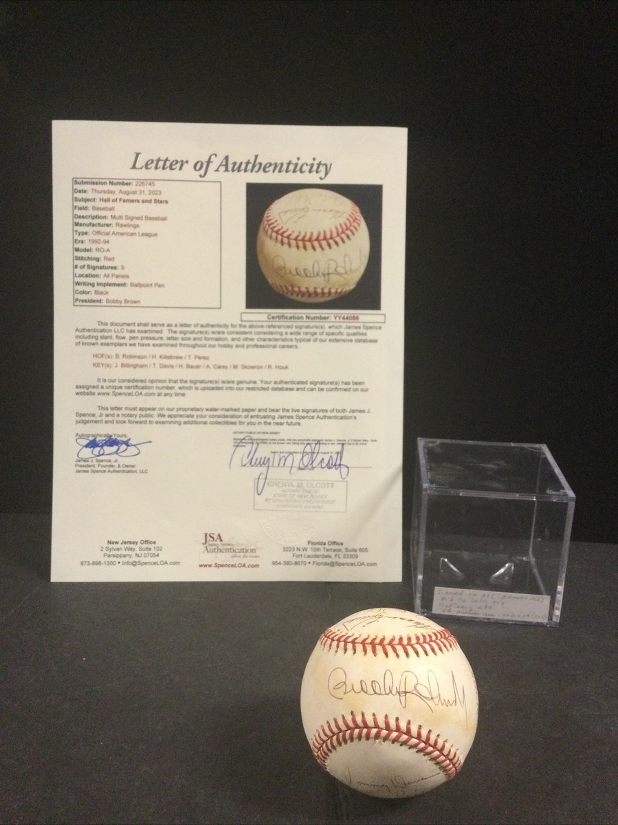 Hall Of Famers And Stars Multi-Signed Rawlings Baseball JSA